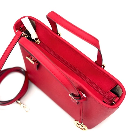 Michael Kors Jet Set Travel Extra-Small Top Zip Tote Bag Red - Picture 8 of 11